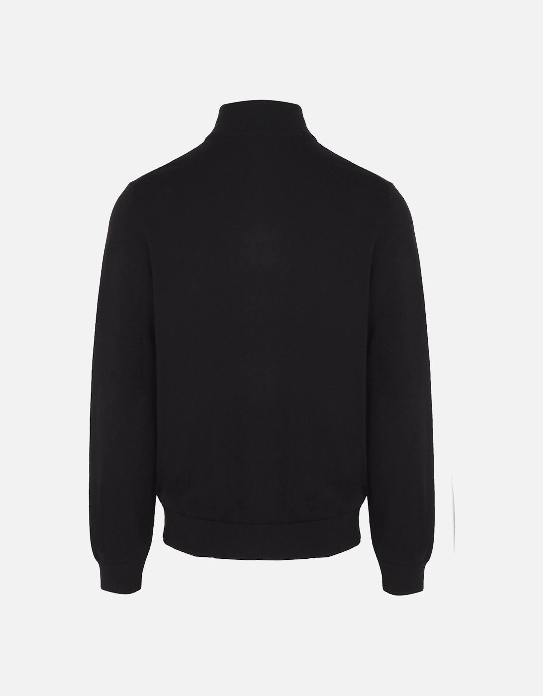 Zebra Badge Zip Neck Sweater Black
