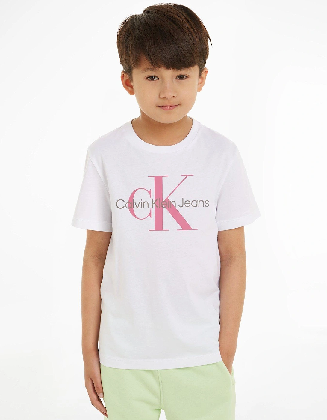 Girls Ck Monogram T-Shirt - White