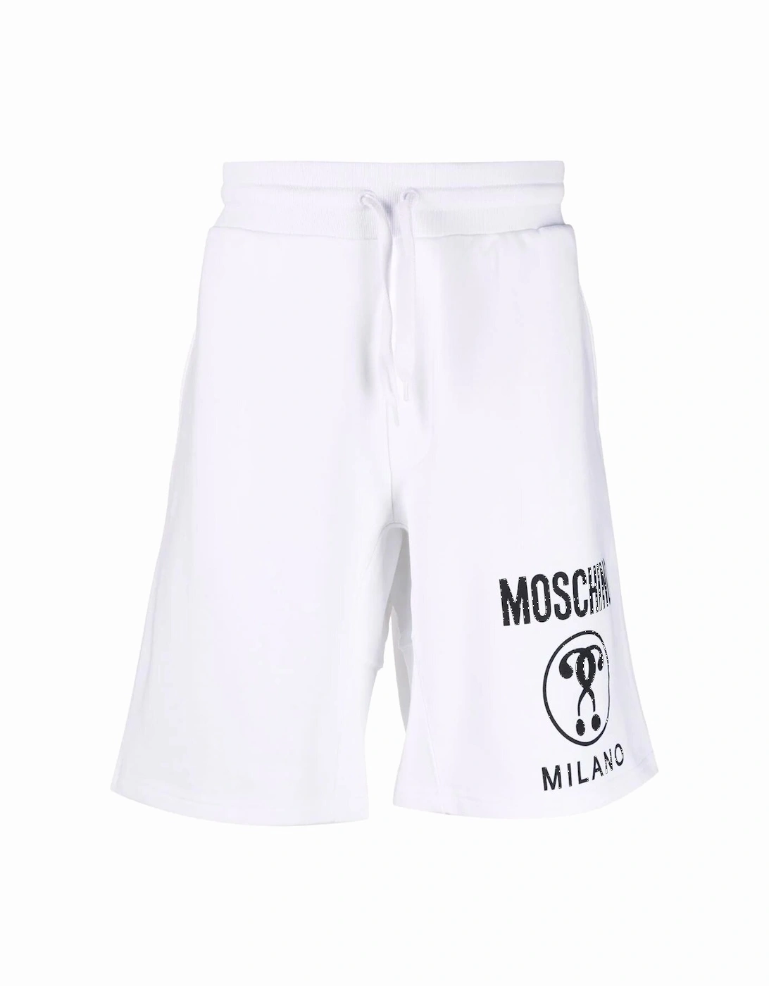 Double Question Mark Logo Print Track Shorts in White, 6 of 5