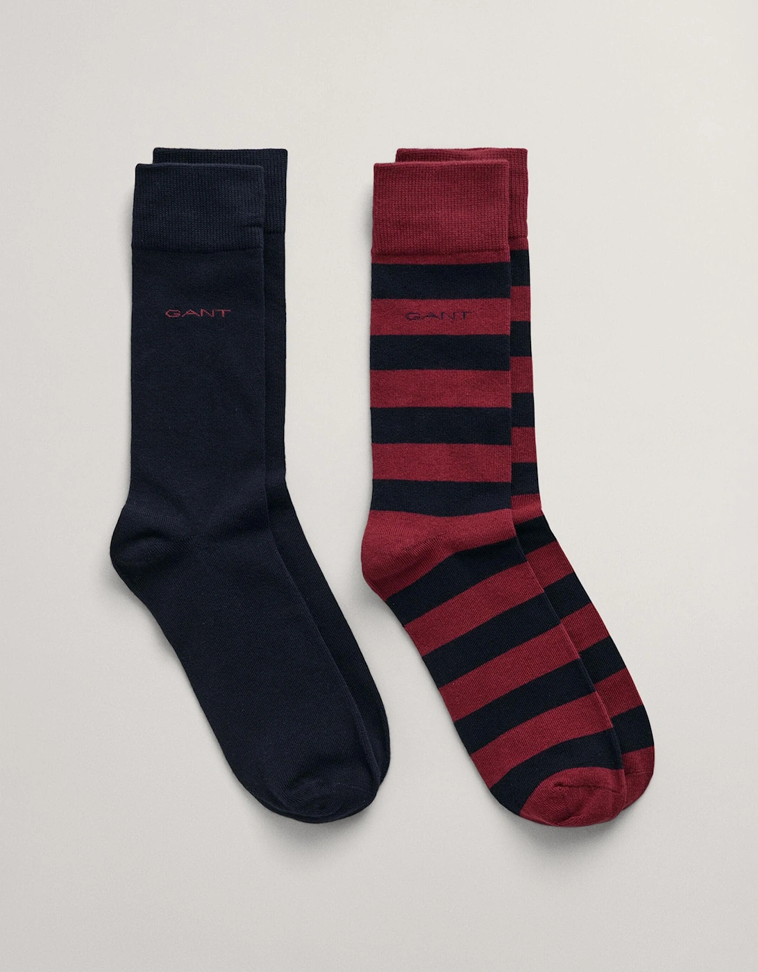 Mens Barstripe And Solid Socks 2-Pack, 2 of 1