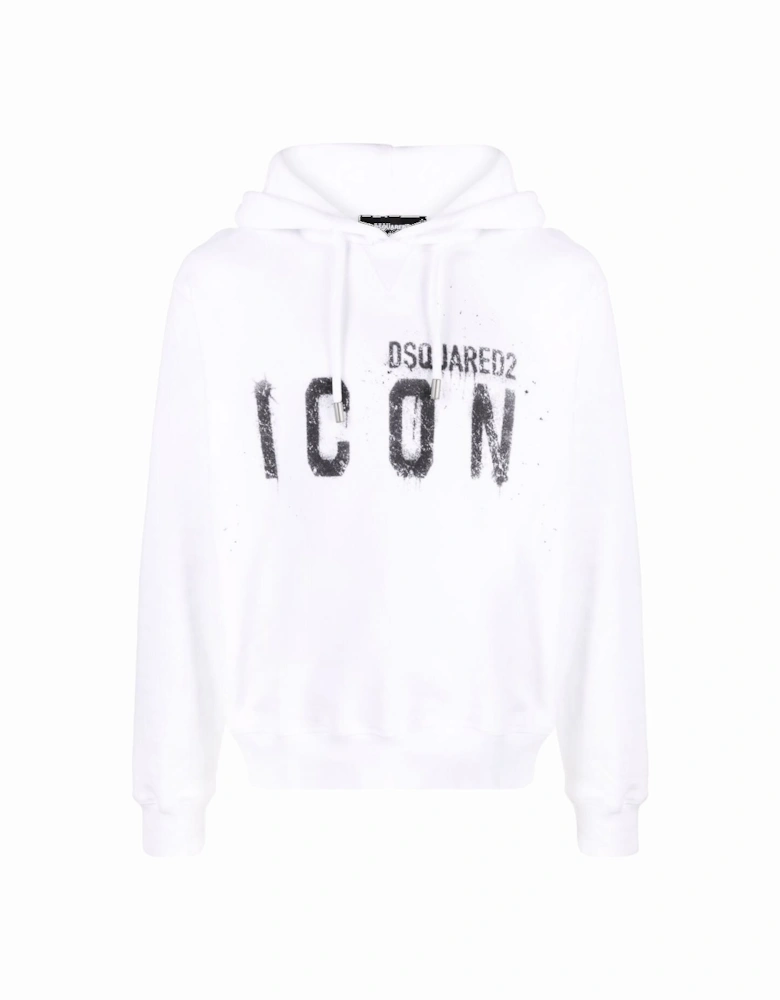 Icon Paint-splatter Cotton Hoodie White