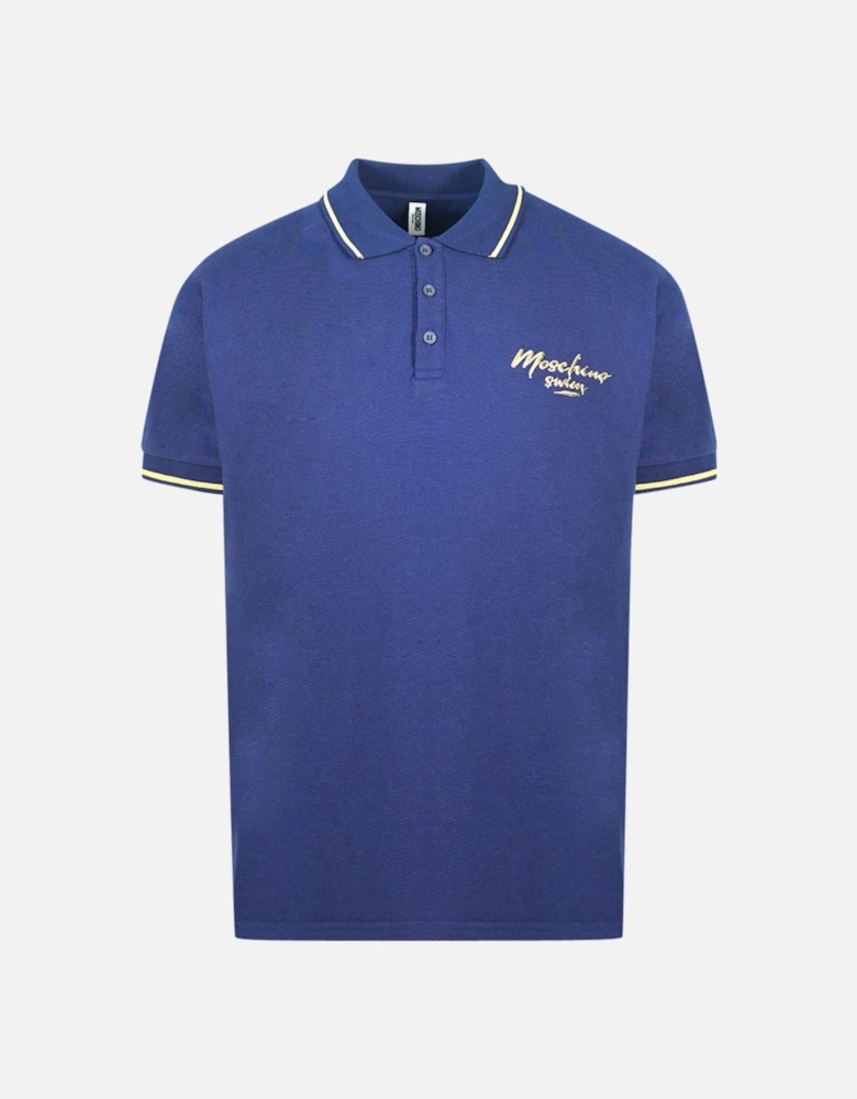 Tipped Collar Blue Polo Shirt