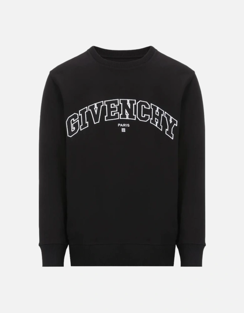 Embroidered Logo Crewneck Sweatshirt in Black
