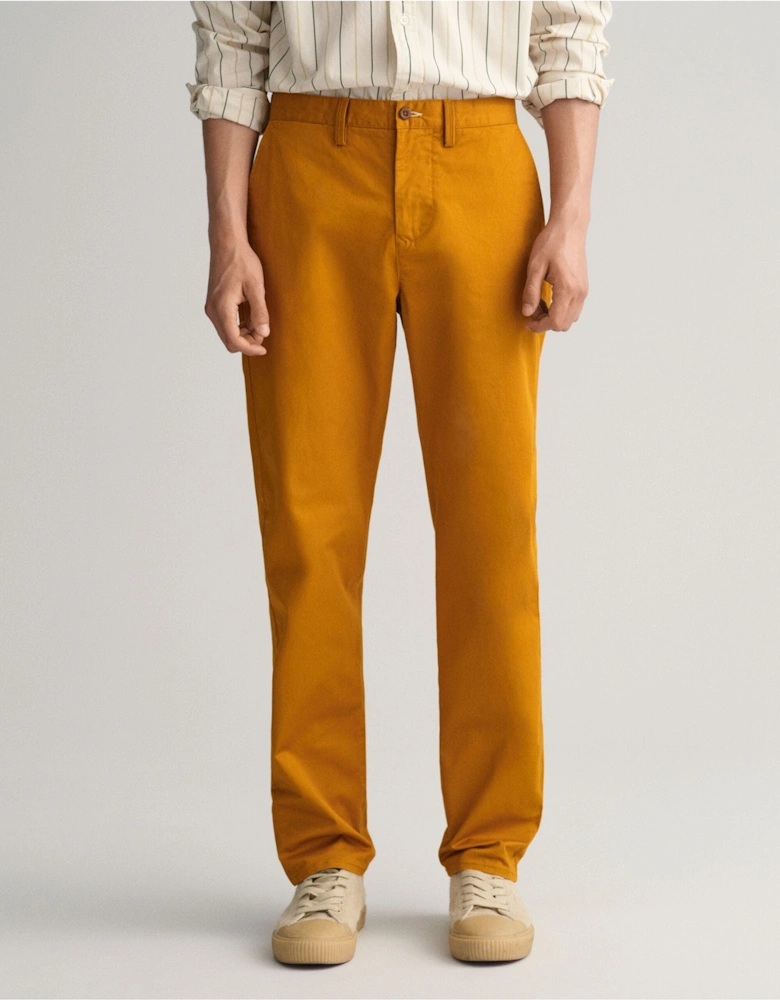 Regular Fit Twill Chinos in Mustard Brown