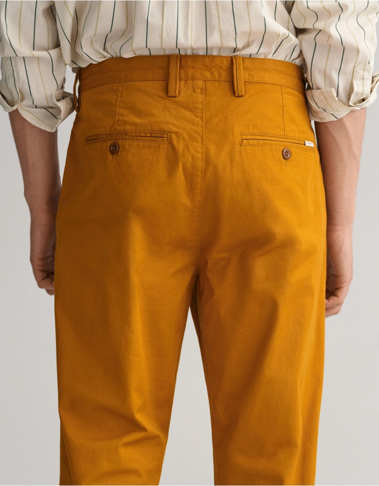 Regular Fit Twill Chinos in Mustard Brown