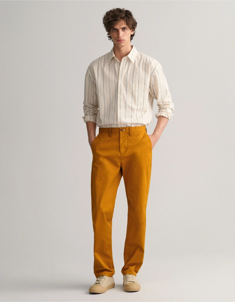 Regular Fit Twill Chinos in Mustard Brown