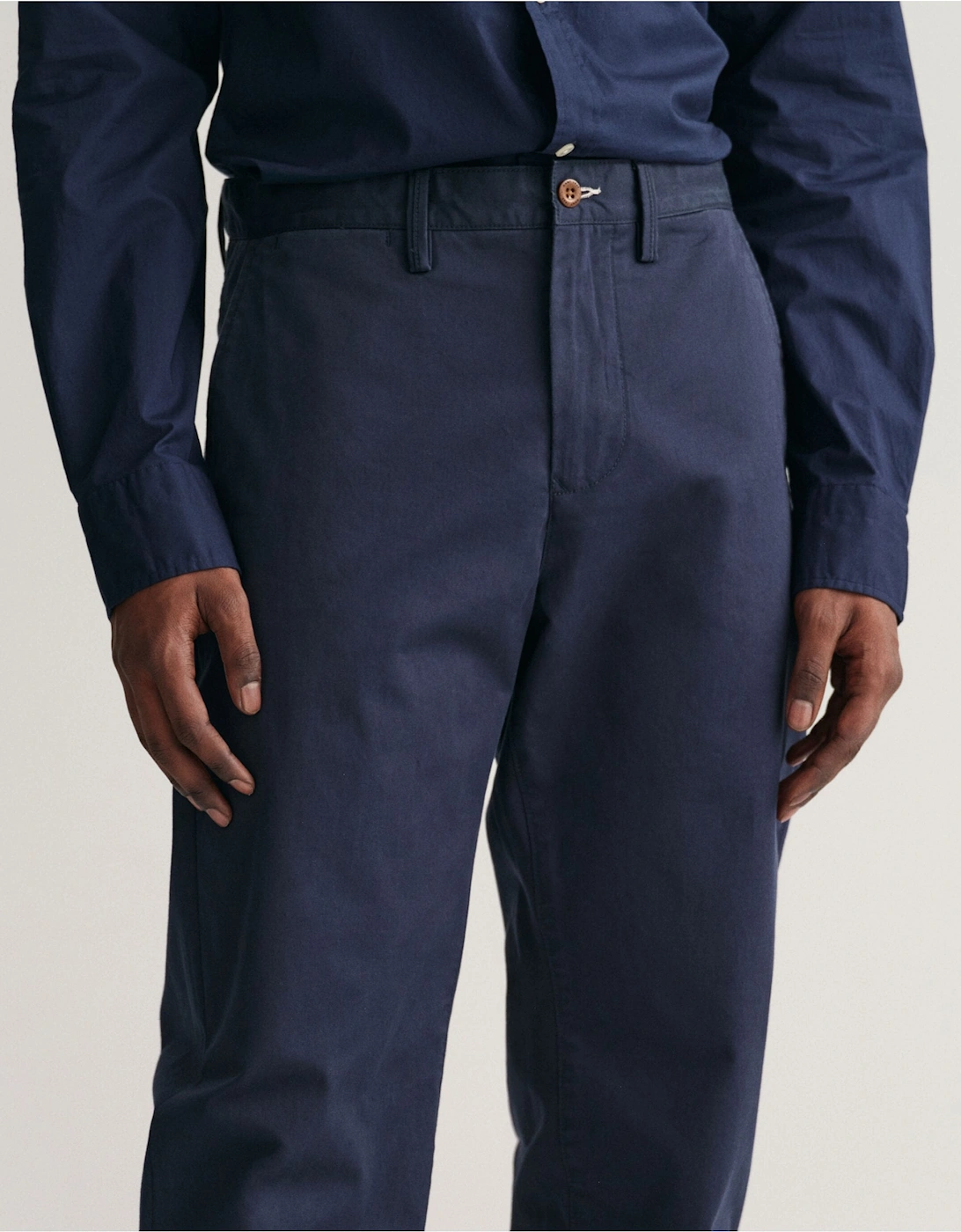 Regular Fit Twill Chinos in Marine