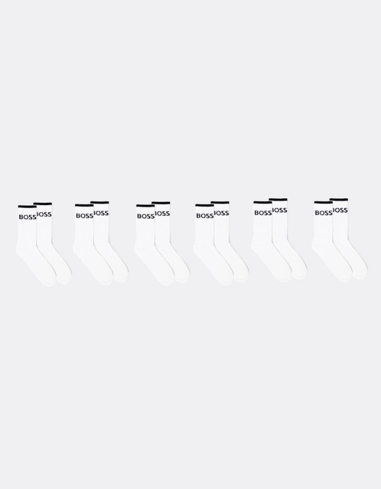 Orange 6 Pack Mens Stripe Combed Cotton Quarter Length Socks