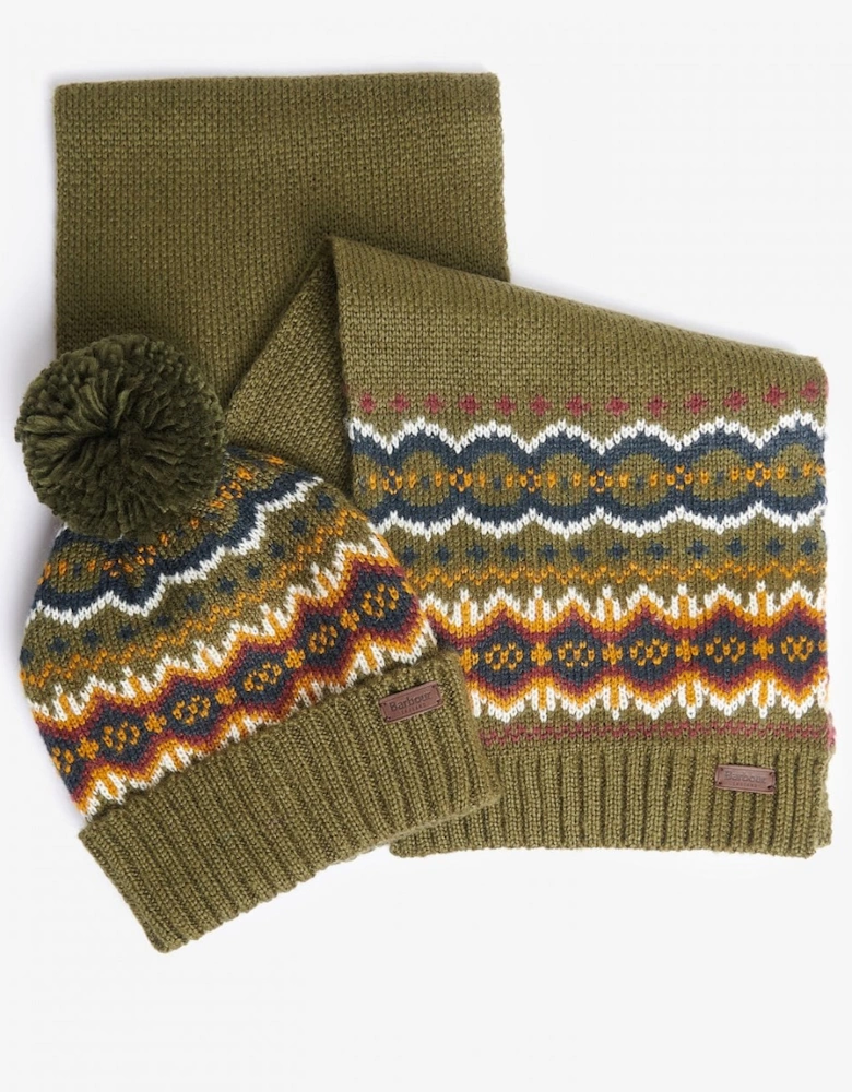 Mens Fairisle Beanie & Scarf Gift Set