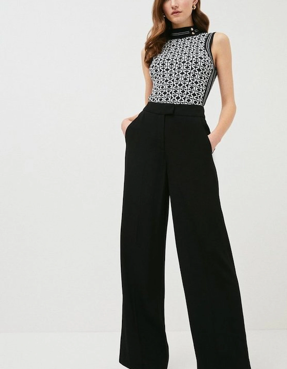 Tall Viscose Satin Back Crepe Wide Leg Trousers, 4 of 3