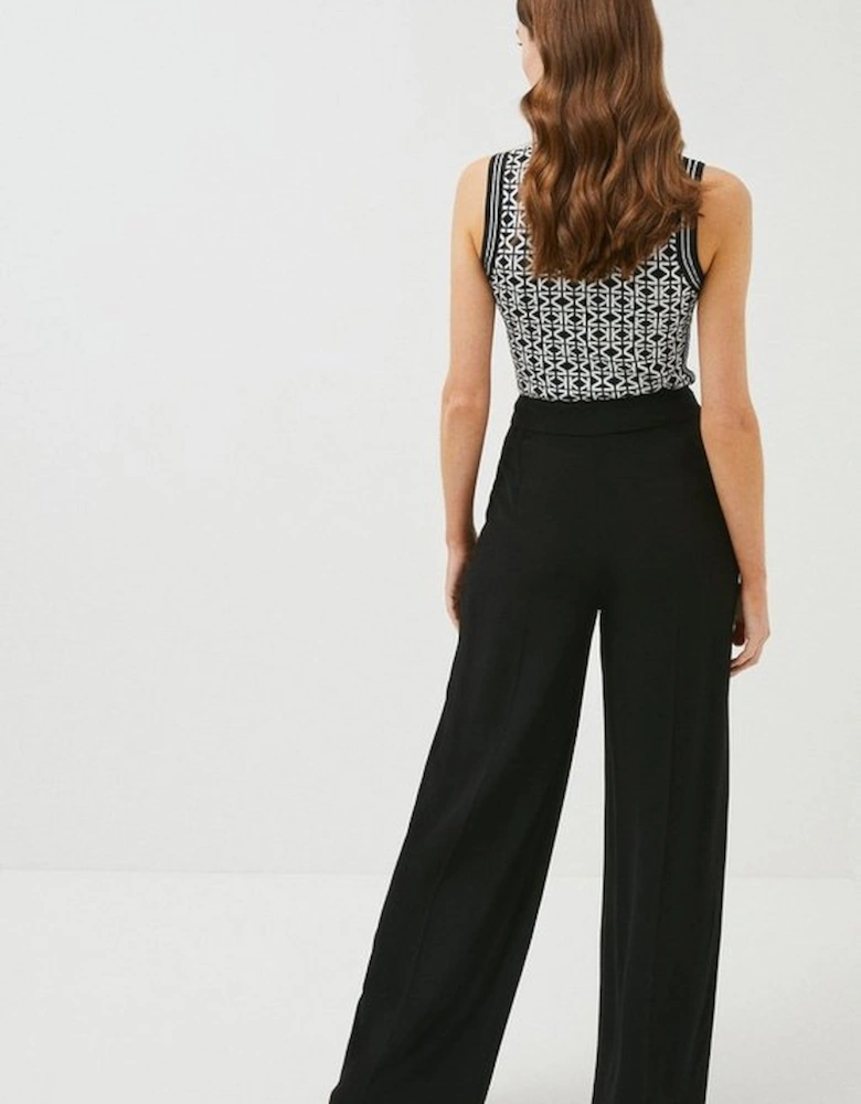 Petite Tailored Viscose Satin Back Crepe Wide Leg Trouser