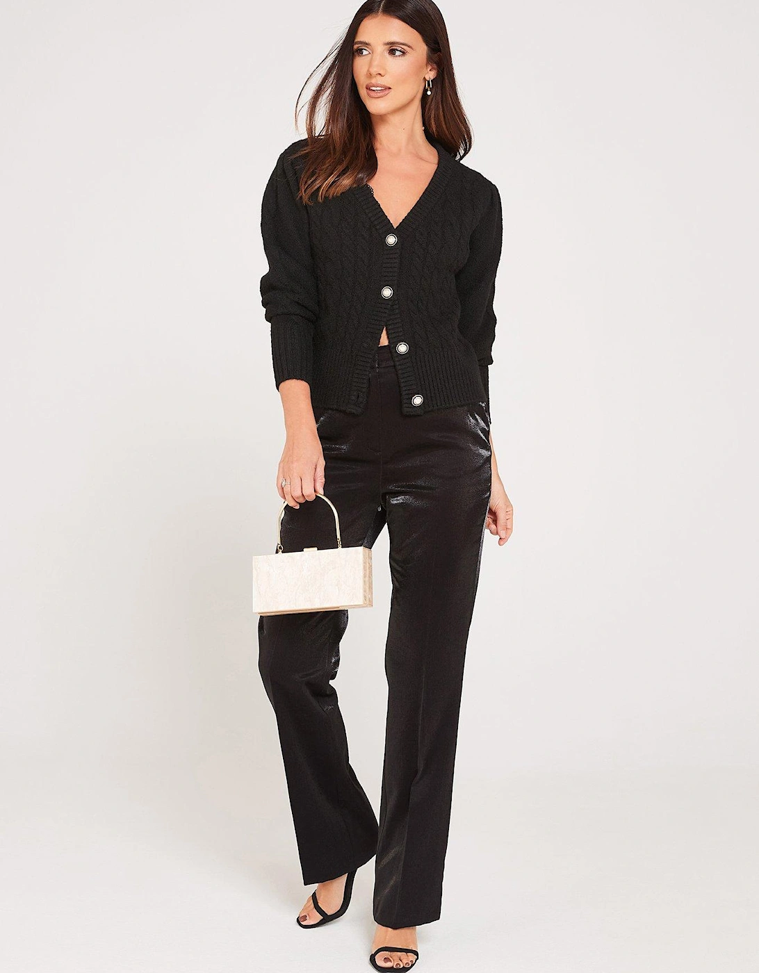 x V by Very Lamé Trousers - Black, 3 of 2
