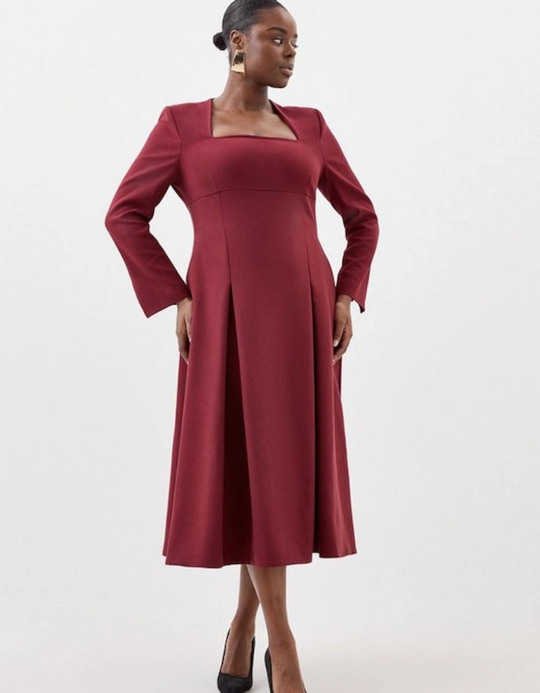 Lydia Millen Plus Size Clean Tailored Sweetheart Neckline Midi Dress