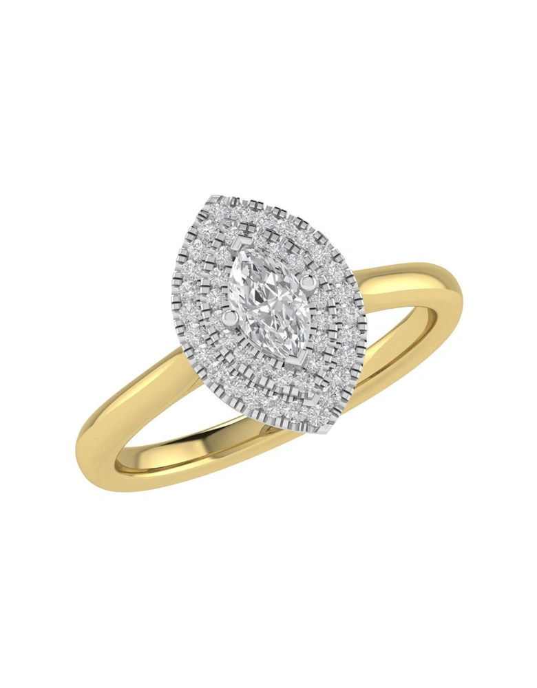 Cece 9ct Gold Lab Grown Marquise 0.55ct G VS Diamond Ring