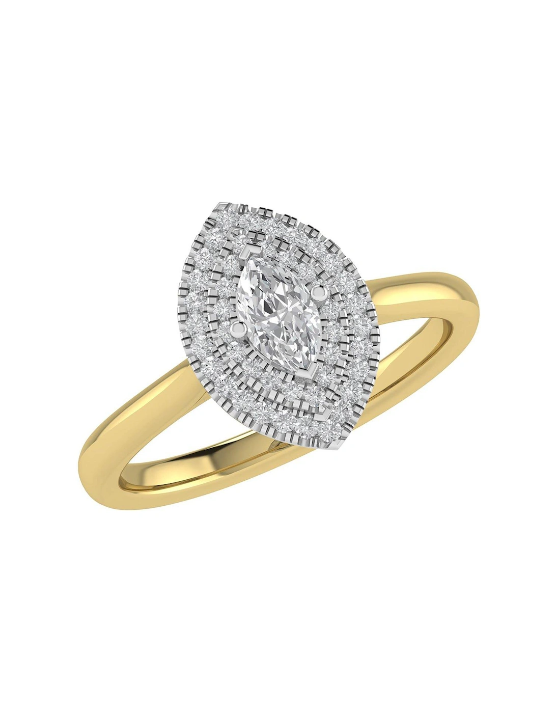 Cece 9ct Gold Lab Grown Marquise 0.55ct G VS Diamond Ring, 3 of 2