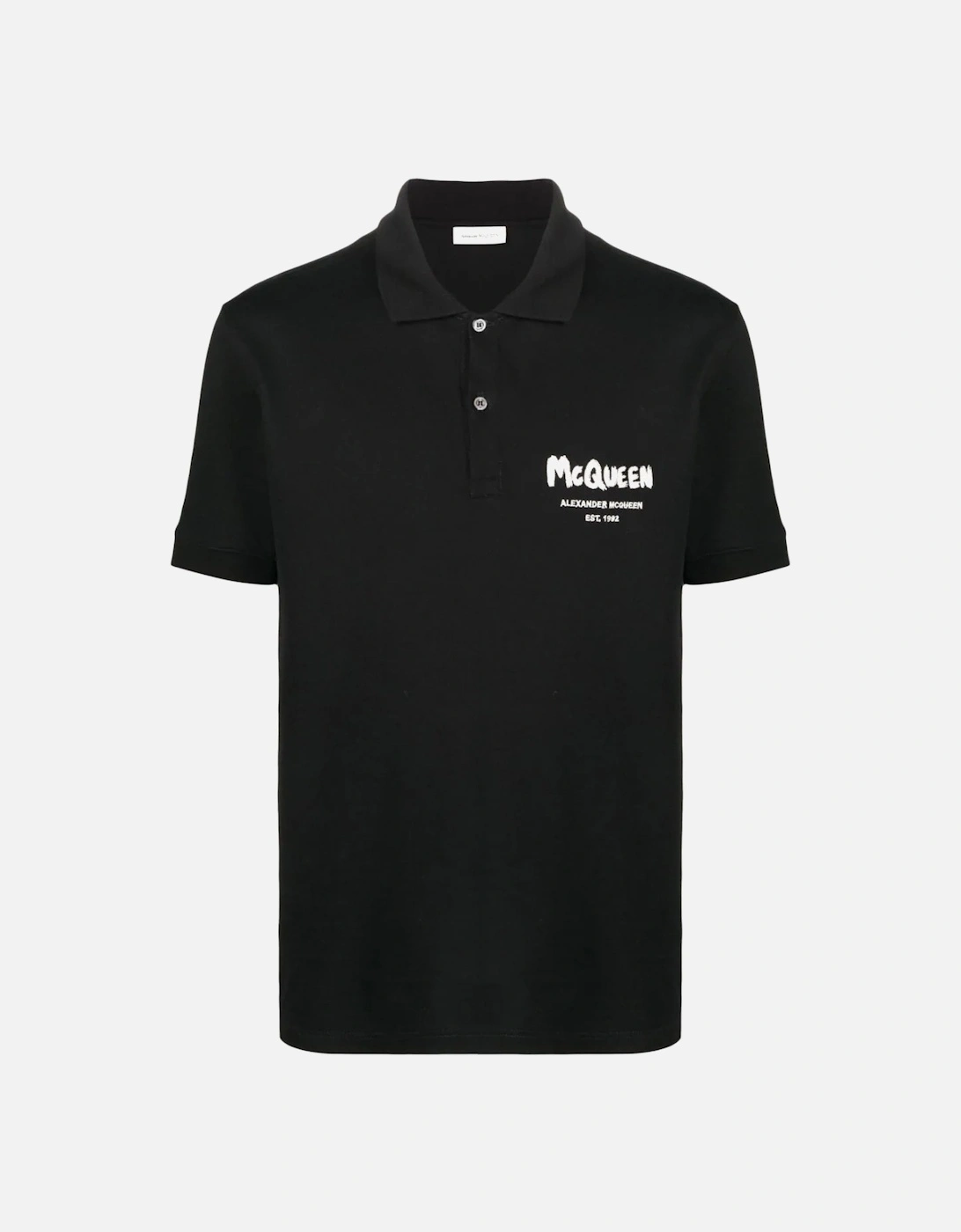 Graffiti Embroidered Logo Polo Shirt in Black, 6 of 5