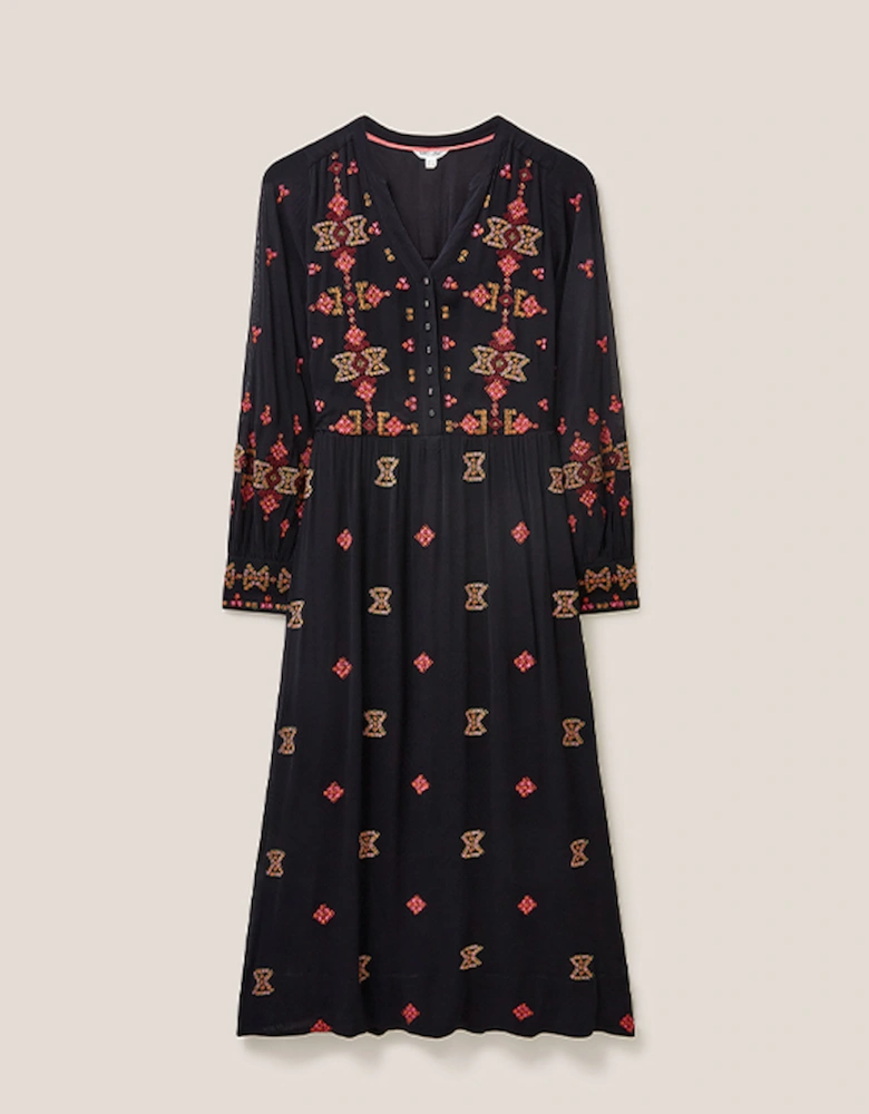 Women's Kate Embroidered Dress Black Multi