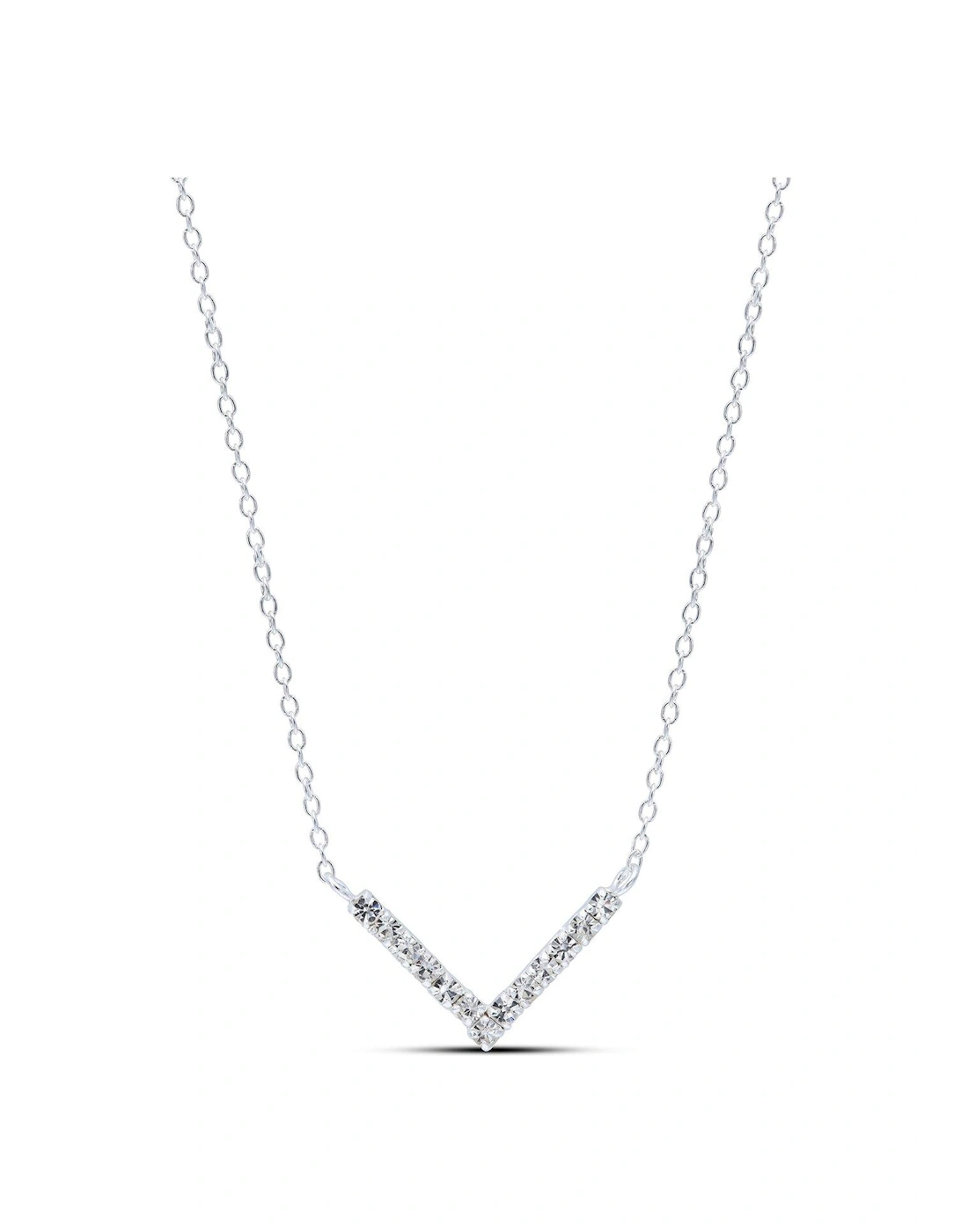 Sterling Silver Crystal V Necklace, 2 of 1