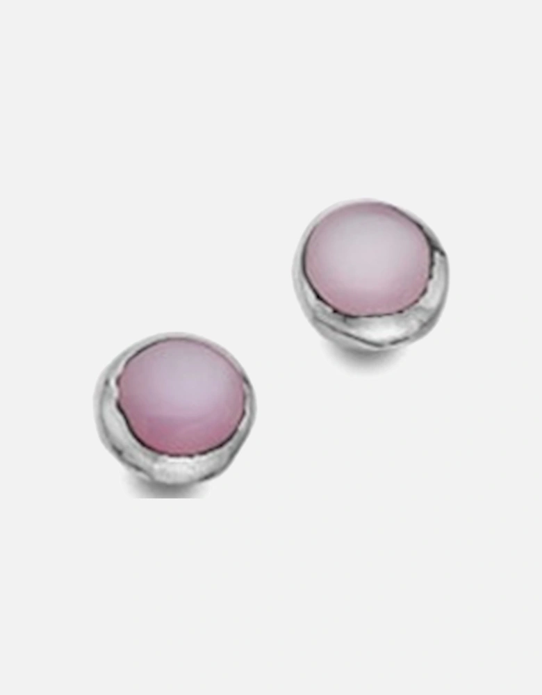 Origins Silver Stud Earring Pink Mop Round