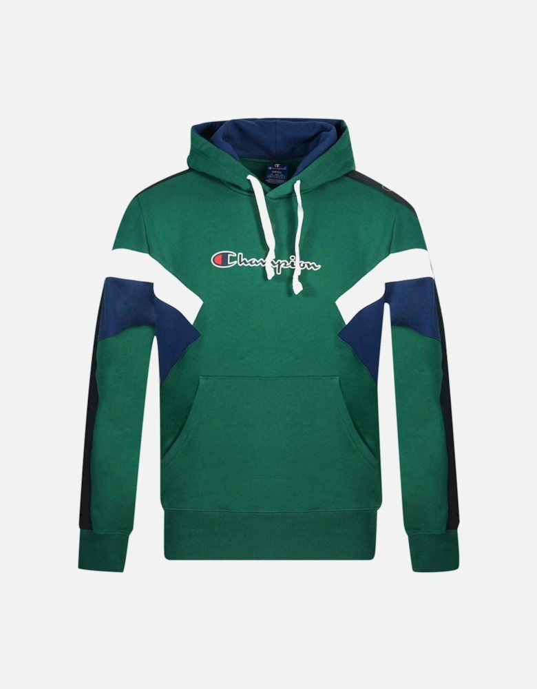 Colour Block Logo Green Hoodie