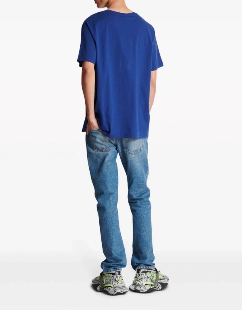 Loose Fit Flock T-shirt Blue