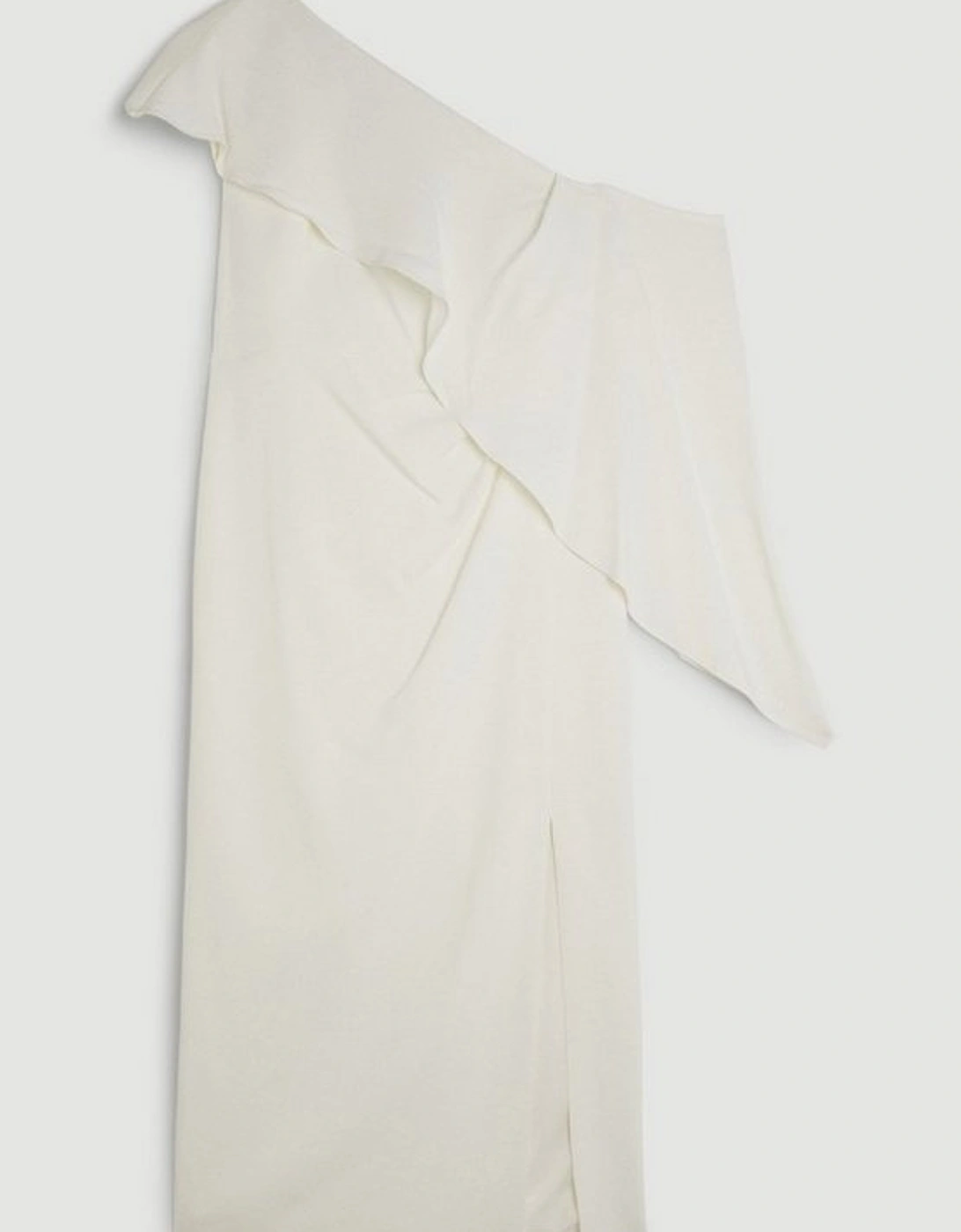 Compact Stretch Viscose Tailored One Shoulder Drape Detail Midi Dress