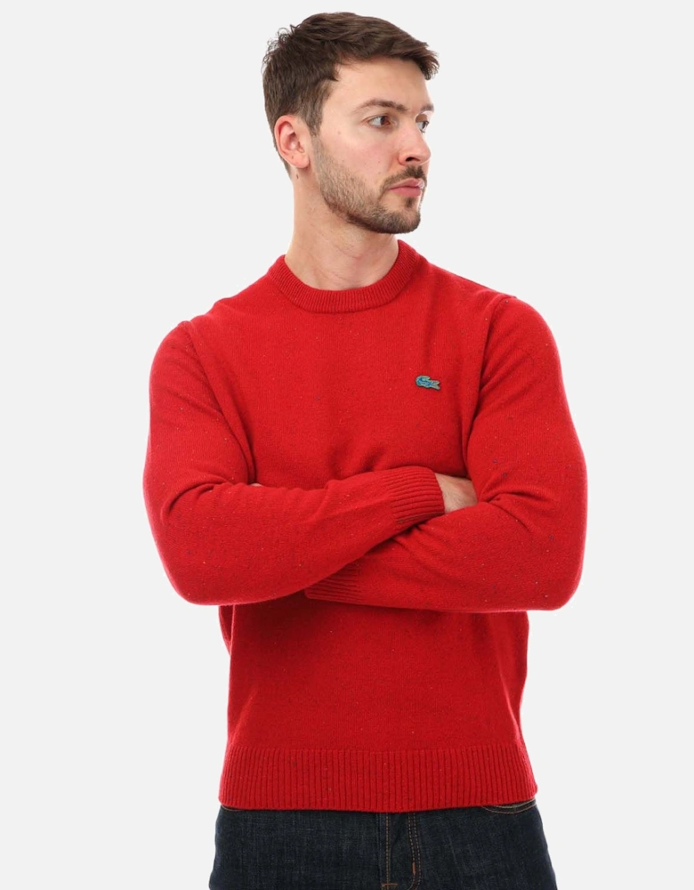 Mens Regular Fit Speckled Print Wool Sweater
