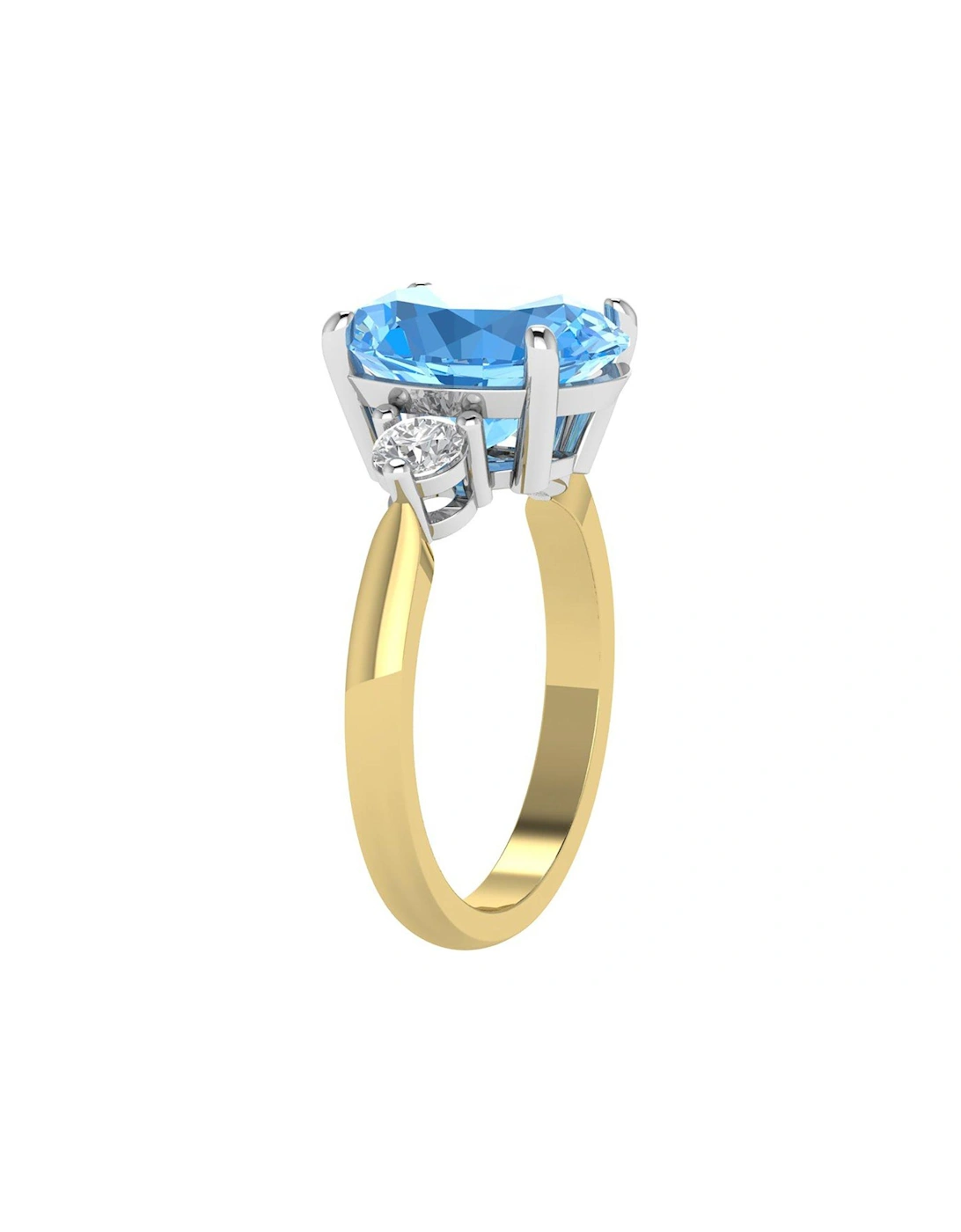 Lottie 9ct Gold Natural Blue Topaz 12x10mm Oval cut 0.35ct Lab Grown Diamond  Ring