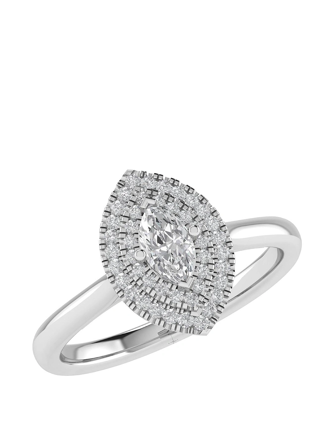 Cece 9ct White Gold Lab Grown Marquise 0.55ct G VS Diamond Ring, 3 of 2