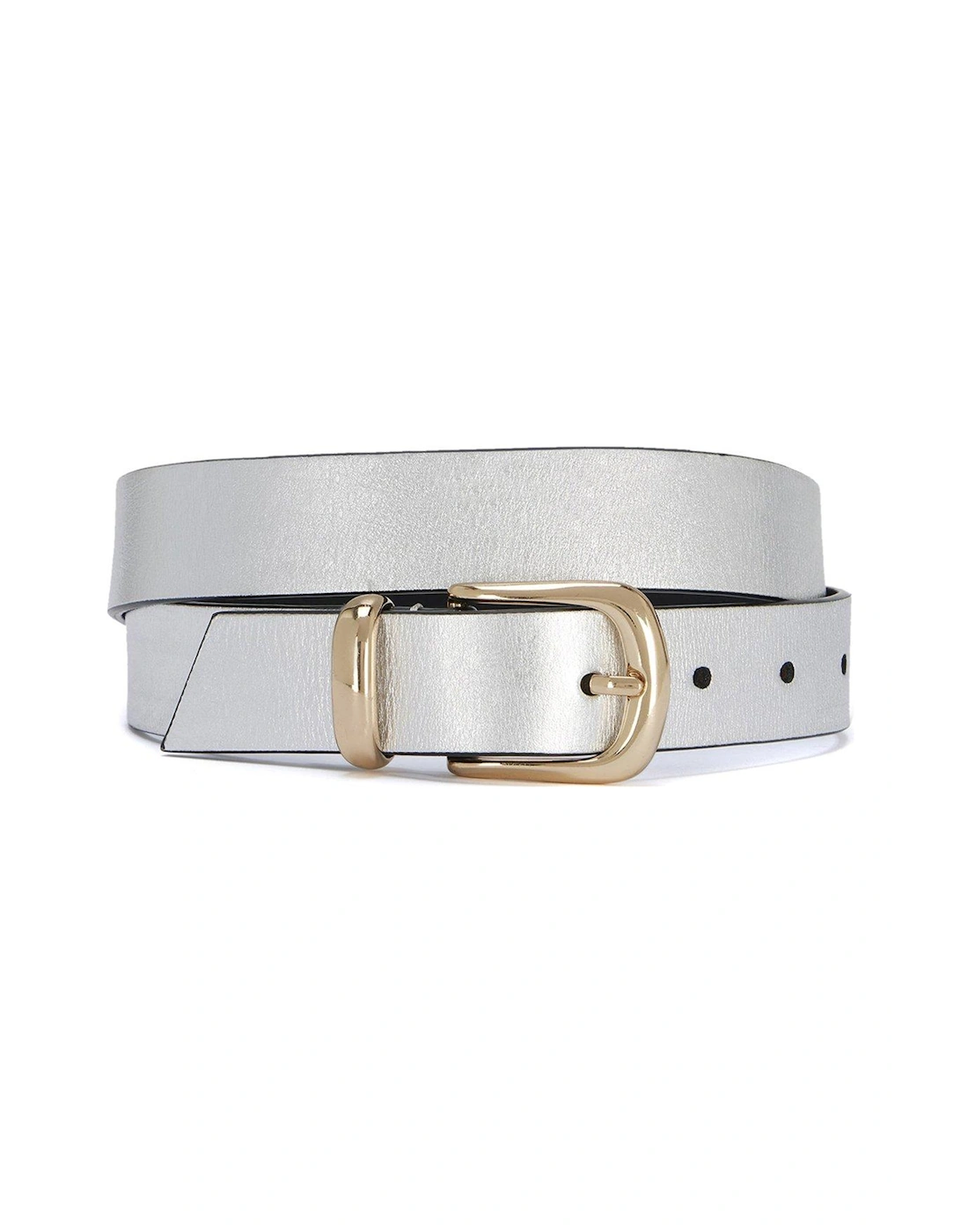Silver Metallic Leather Belt, 2 of 1