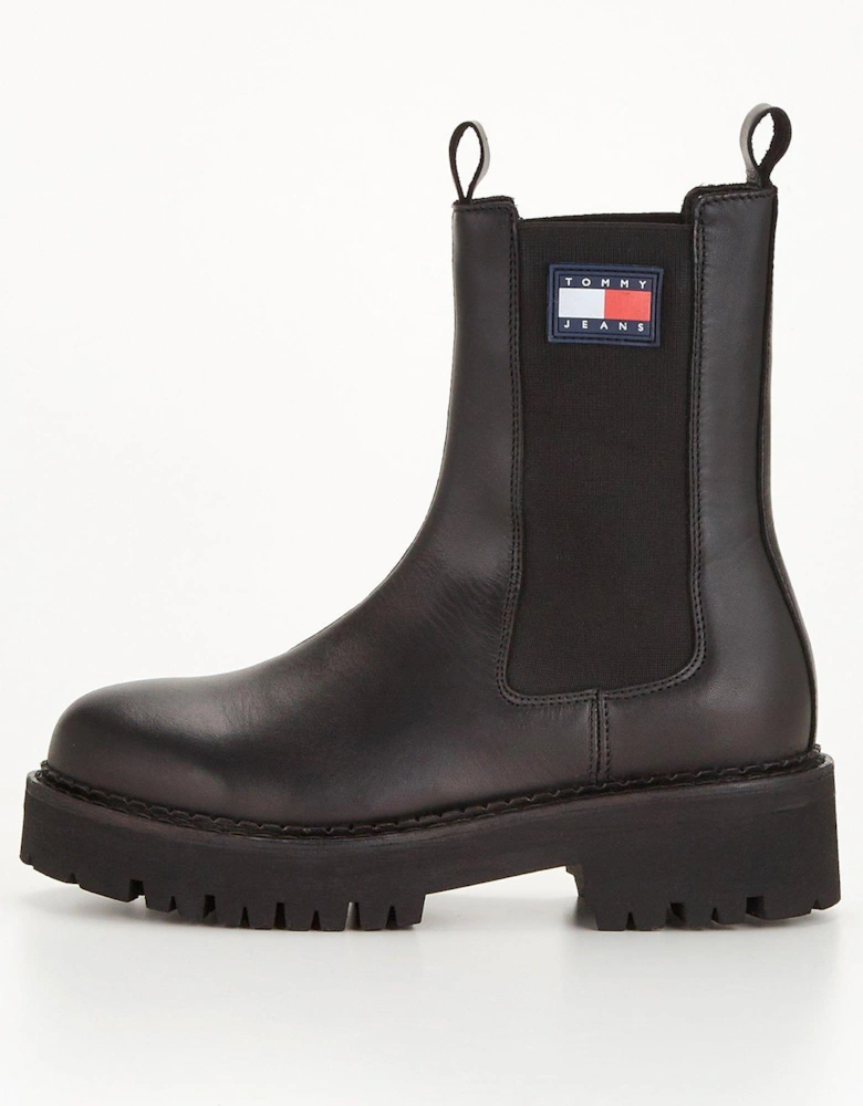 Urban Chelsea Leather Chunky Boot - Black