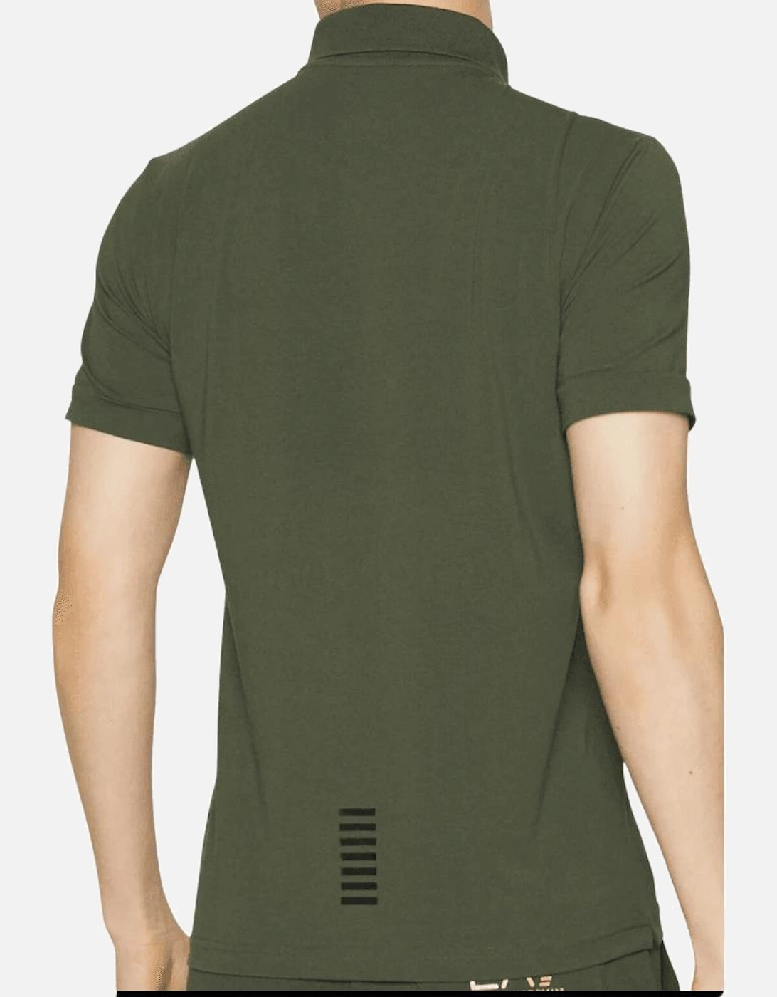 Cotton Print Logo Short Sleeve Green Polo Shirt