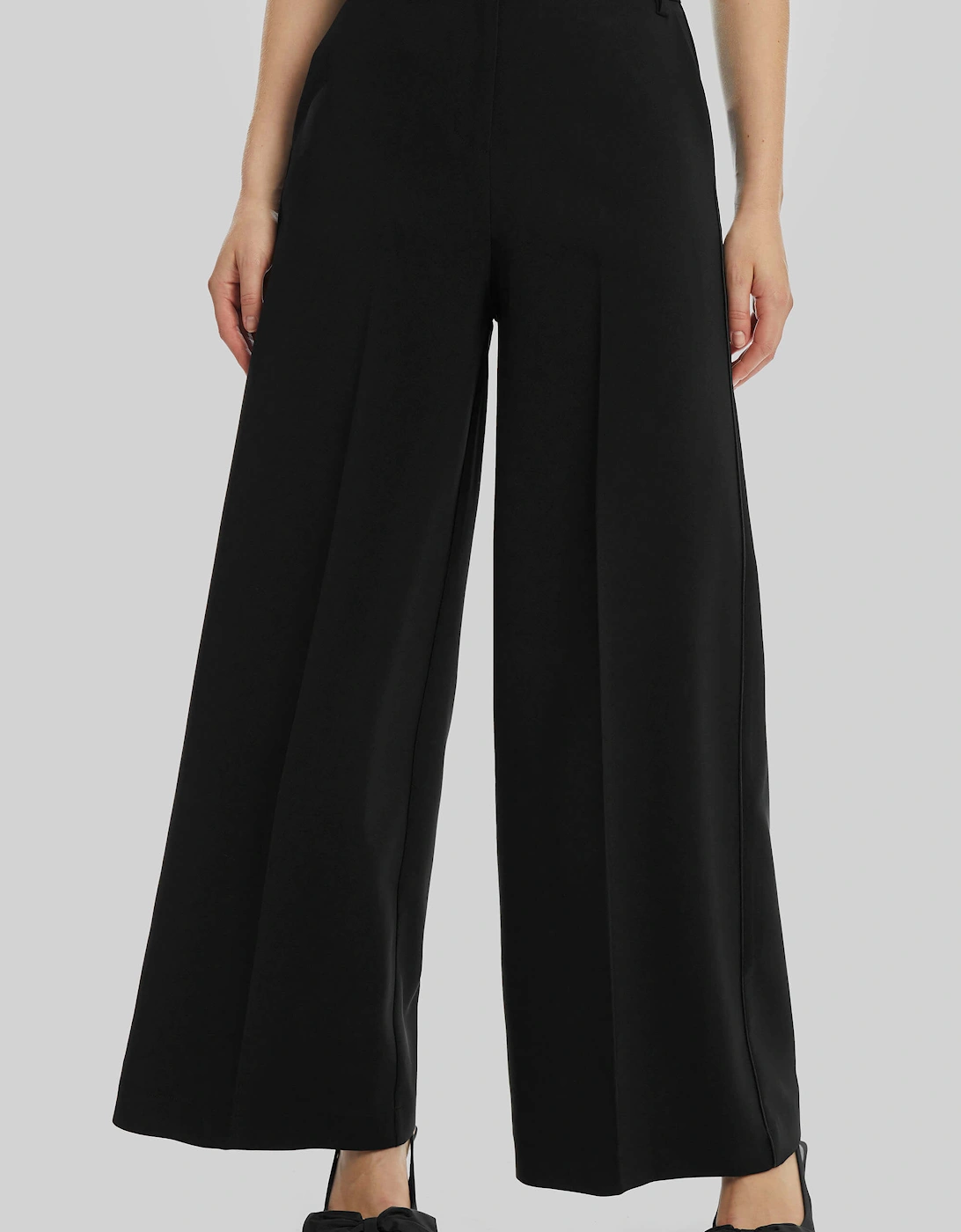 Pin Tuck Wide Leg Trousers Black, 6 of 5