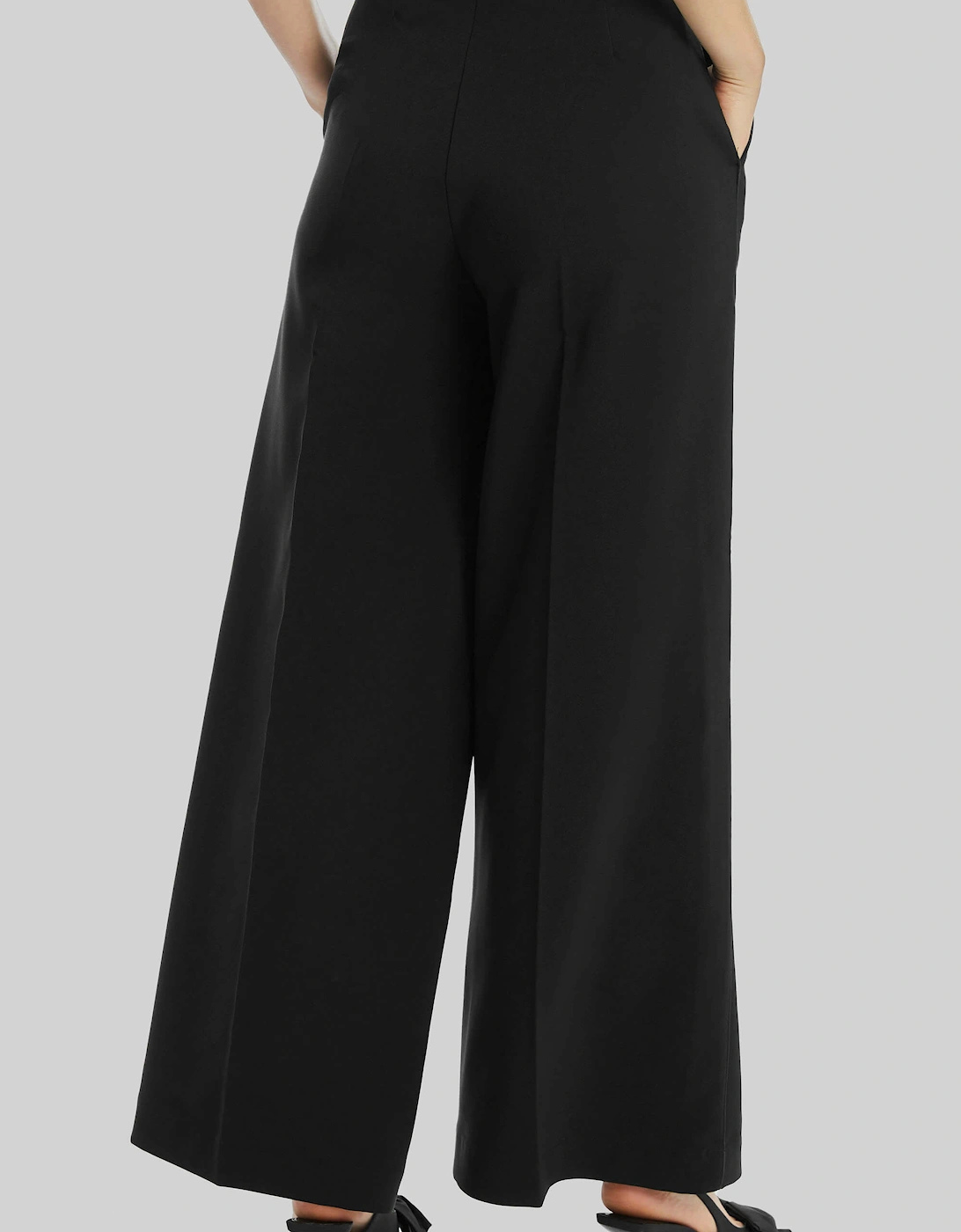 Pin Tuck Wide Leg Trousers Black