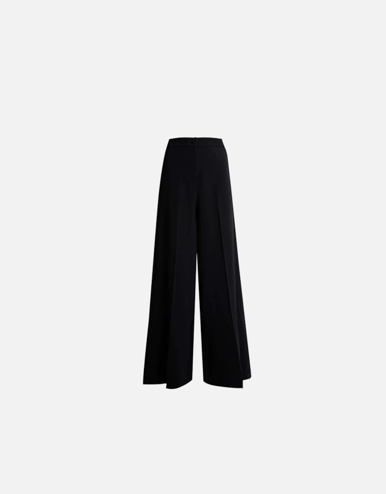 Pin Tuck Wide Leg Trousers Black