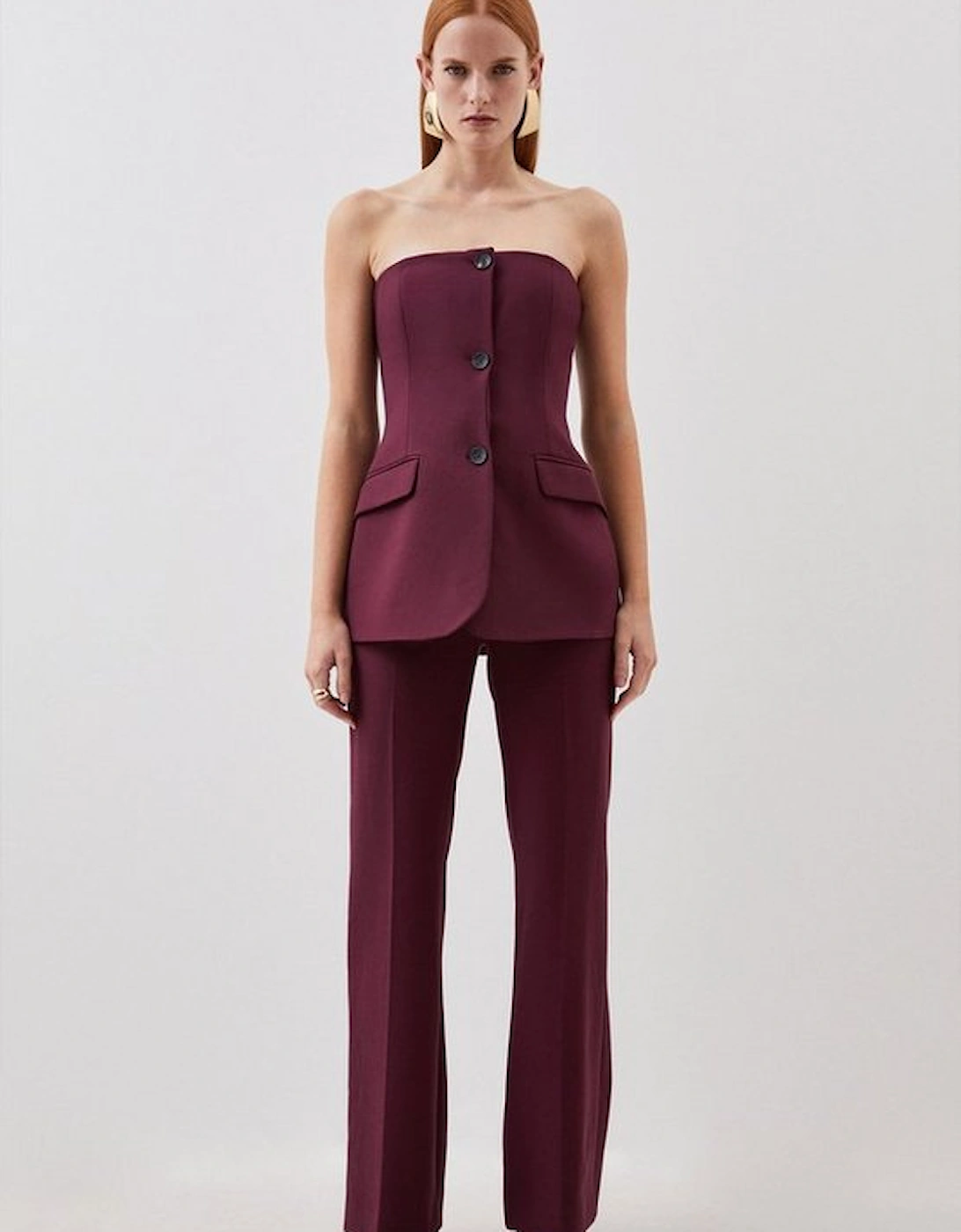 Compact Stretch Tailored Button Bodice Jumpsuit, 5 of 4