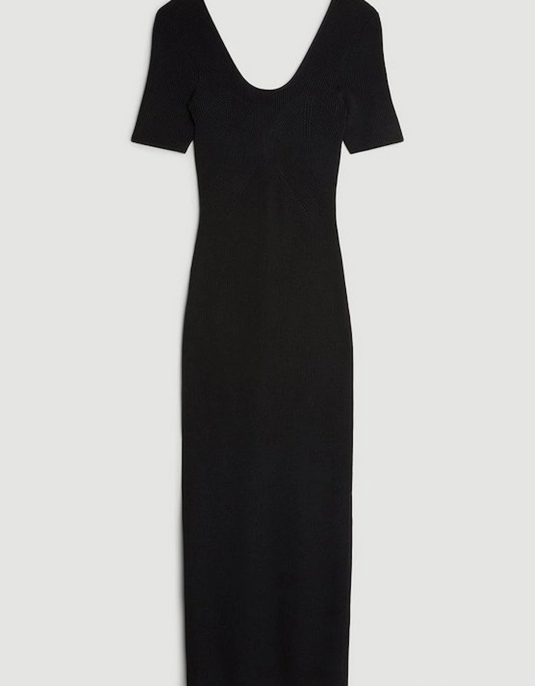 Viscose Blend Compact Rib Knit Scoop Neck Dress