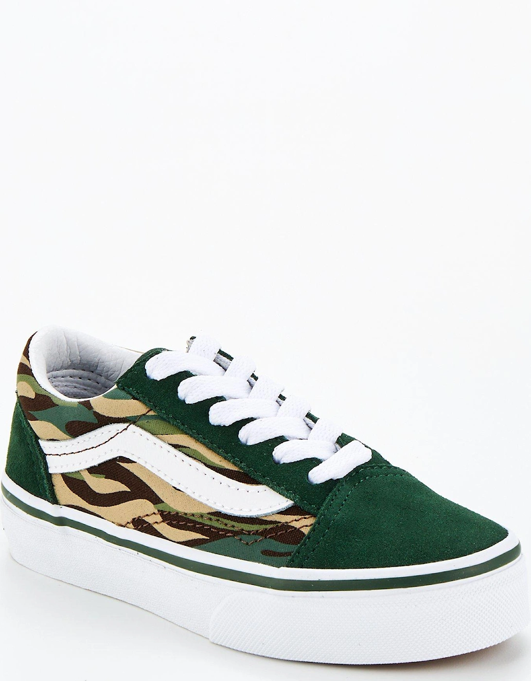 Old Skool Flame Camo Younger Trainers - Dark Green