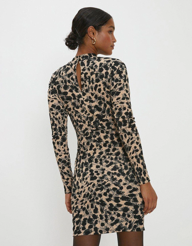 Wrap Skirt Mini Dress - Leopard Print