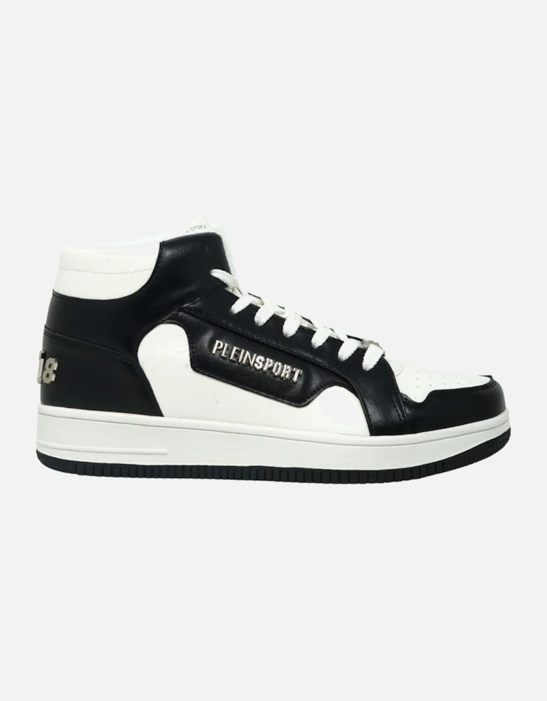 Plein Sport Black Logo White High Top Sneakers