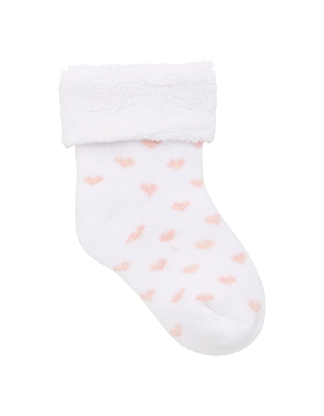 Baby Girls 3 Pack Little Heart, Stripe and Plain Terry Socks - Pink
