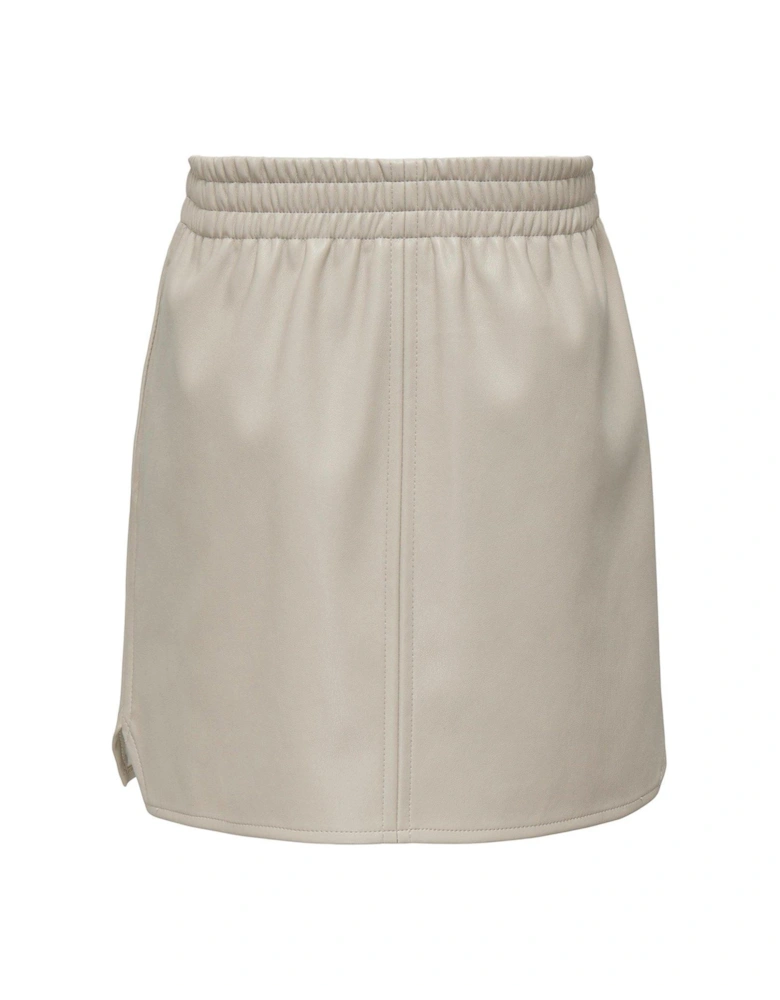 Girls Faux Leather Skirt - Pumice Stone