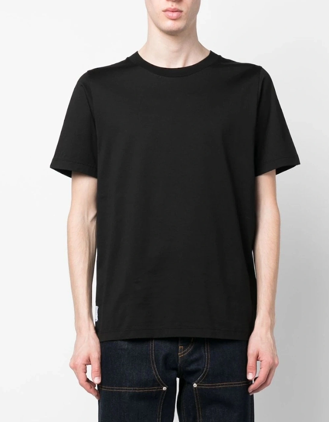 Tab Branding Cotton T Shirt Black