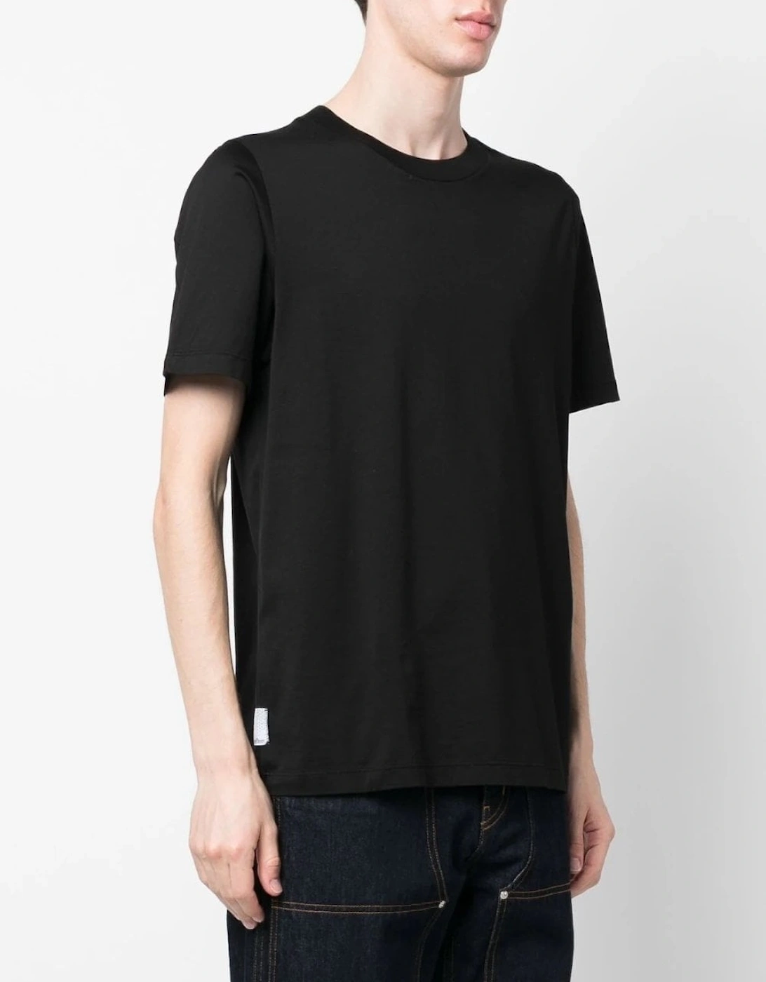 Tab Branding Cotton T Shirt Black