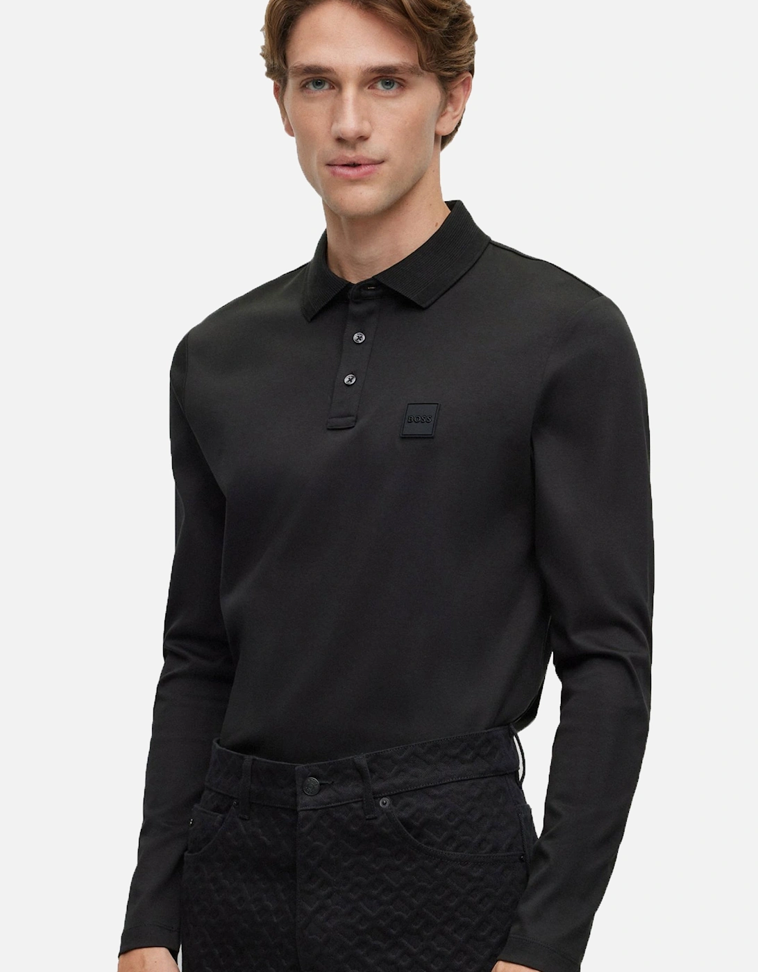Boss Pado 08 Long Sleeved Polo Shirt Black