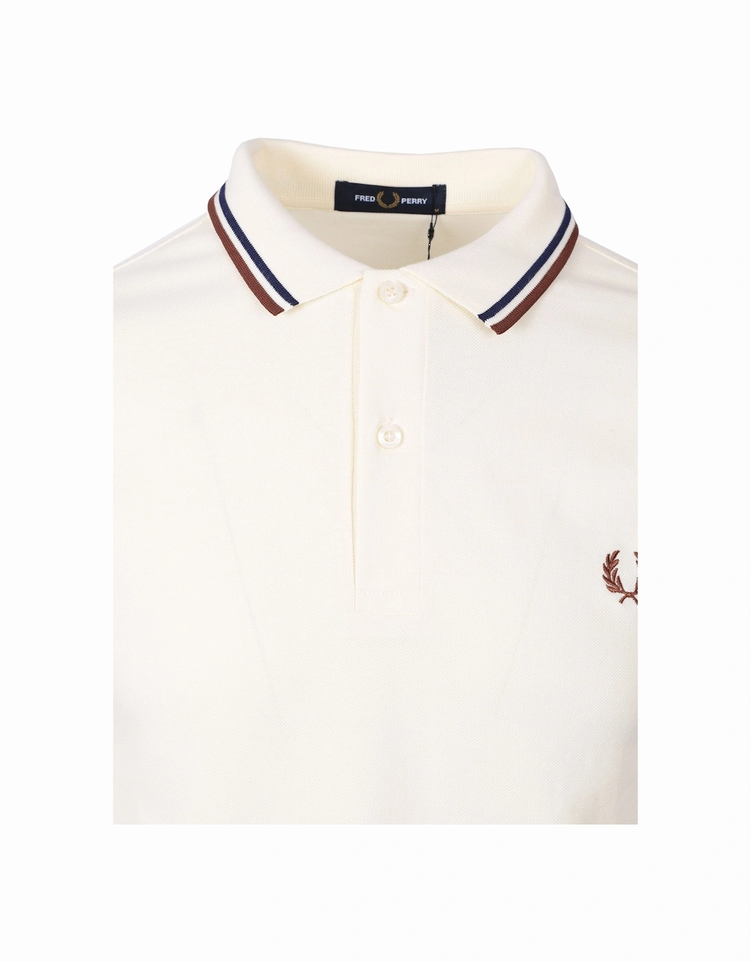 Twin Tipped Polo Shirt Ecru/French Navy/Warm Brown