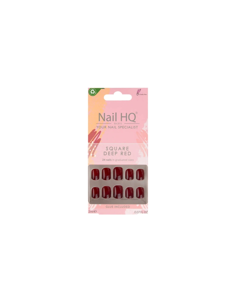 Square Nails Deep Red (24 Pieces)