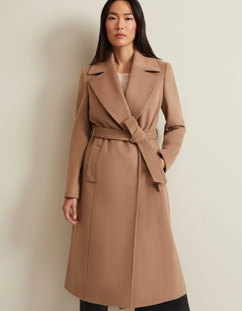 Livvy Wool Camel Trench Coat