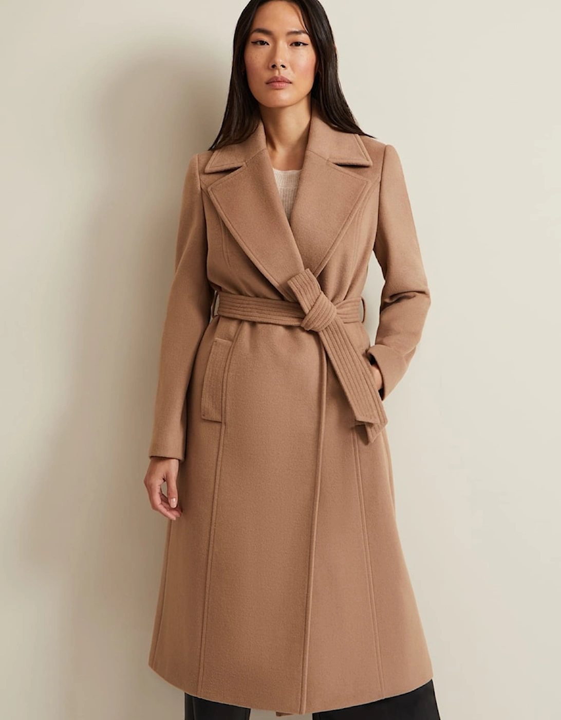 Livvy Wool Camel Trench Coat, 2 of 1