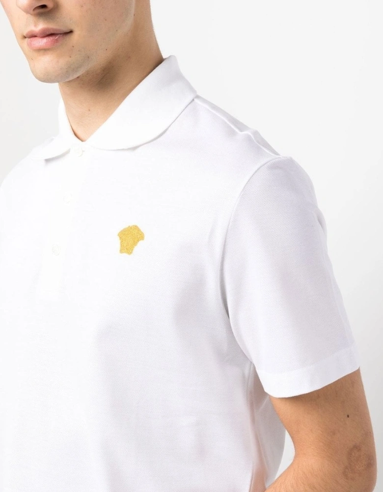 Embroidered Medusa Piquet Polo White